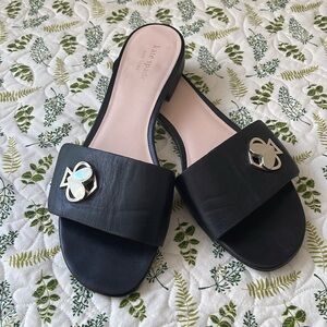 Kate Spade Ferry Black Leather Flats size 8.5 GUC
